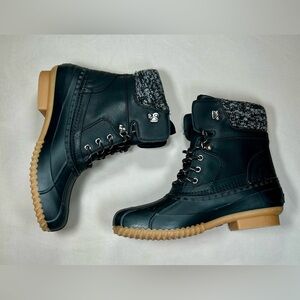 Tommy Hilfiger Womens TWRAINAH Black Ankle Lace Up Snow Rain Boots skiing